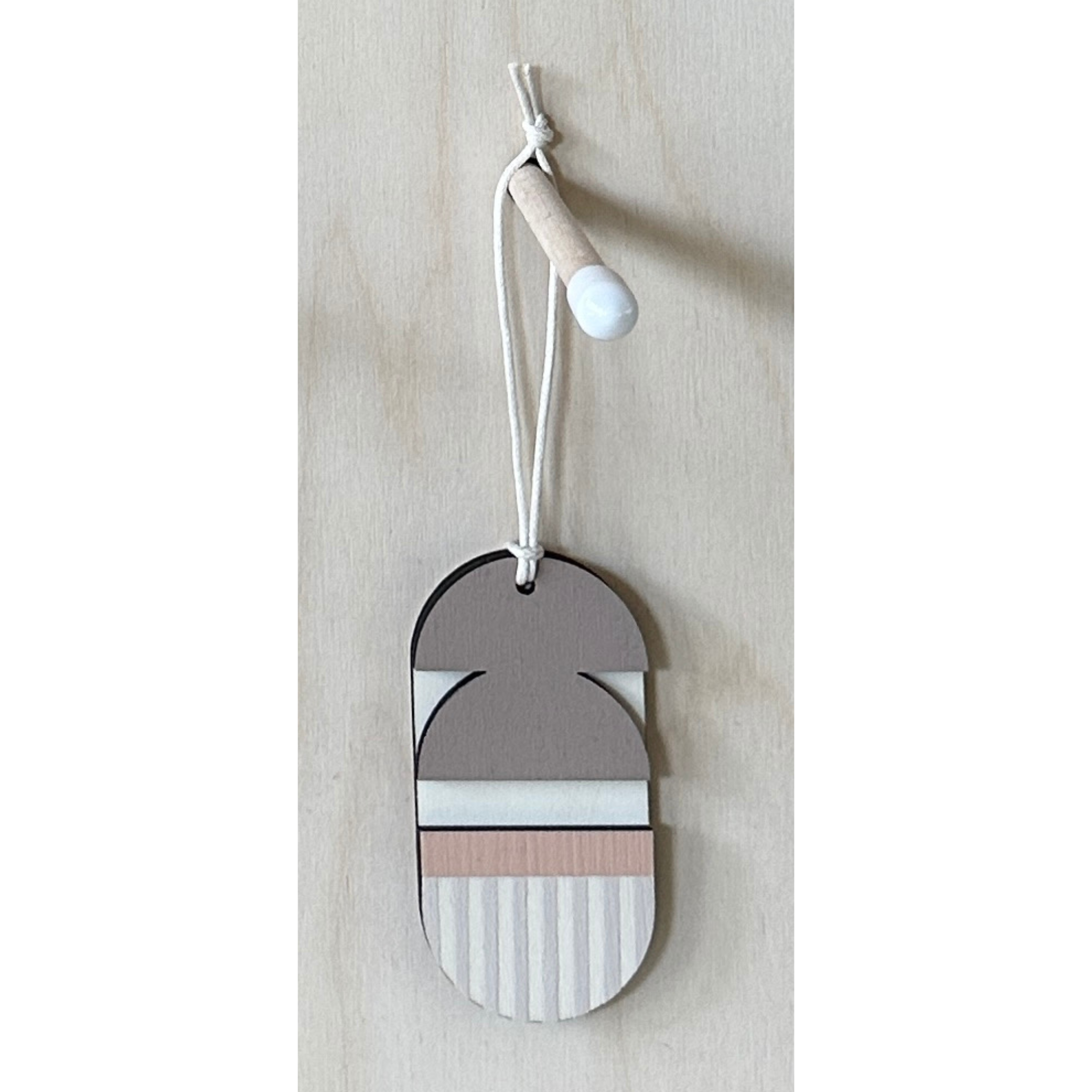 Mini Mid-Century Wall Art - Little Wooden Decoration - Pink & Natural Decor