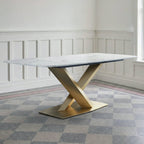 LUCI Dining Table, Marble And Gold Metal - Joe’s Haven