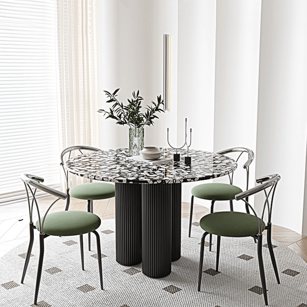 Martinez Small Round Dining Table, Marble - Joe’s Haven