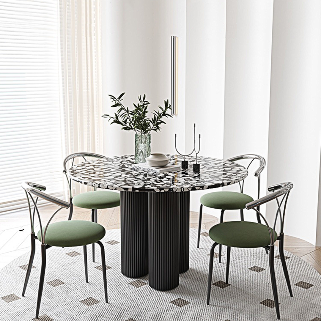 Martinez Small Round Dining Table, Marble