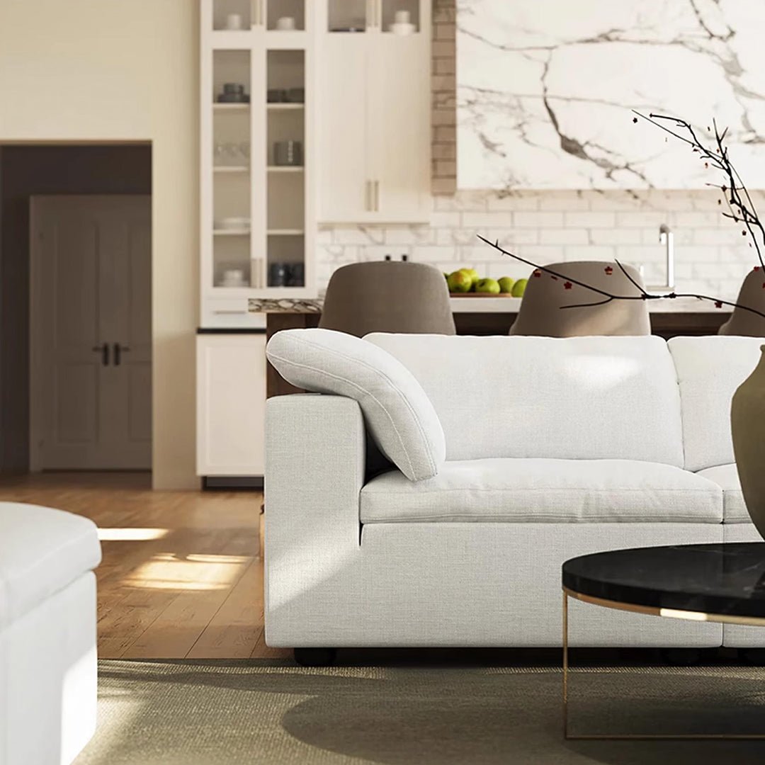 Farid Two Seater, Three Seater Sofa, Modular Sofa, White Linen - Joe’s Haven