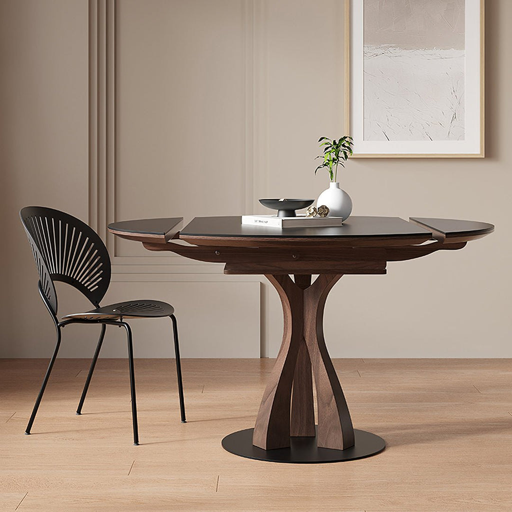 Caruso Round Extending Dining Table, Sintered Stone, White - Joe’s Haven