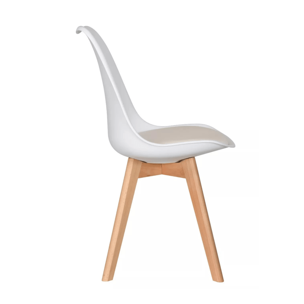 5PCs Dining Set - a White Halo Dining Table & Set of 4 Lorenzo Tulip Dining Chairs with Padded Seat - Joe’s Haven