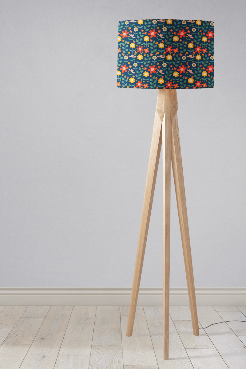 Navy Blue Floral Lampshade, Ceiling or Table Lamp Shade - Joe’s Haven