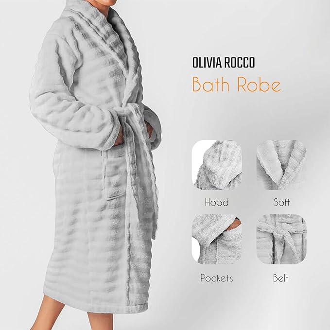 Women's Hydro Ribbed Ultra Soft 100% Cotton Hooded Bath Robes - Joe’s Haven