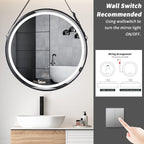 LUVODI 800x800mm Round LED Bathroom Mirror, Black Frame, Anti - Fog, Touch Sensor - Joe’s Haven
