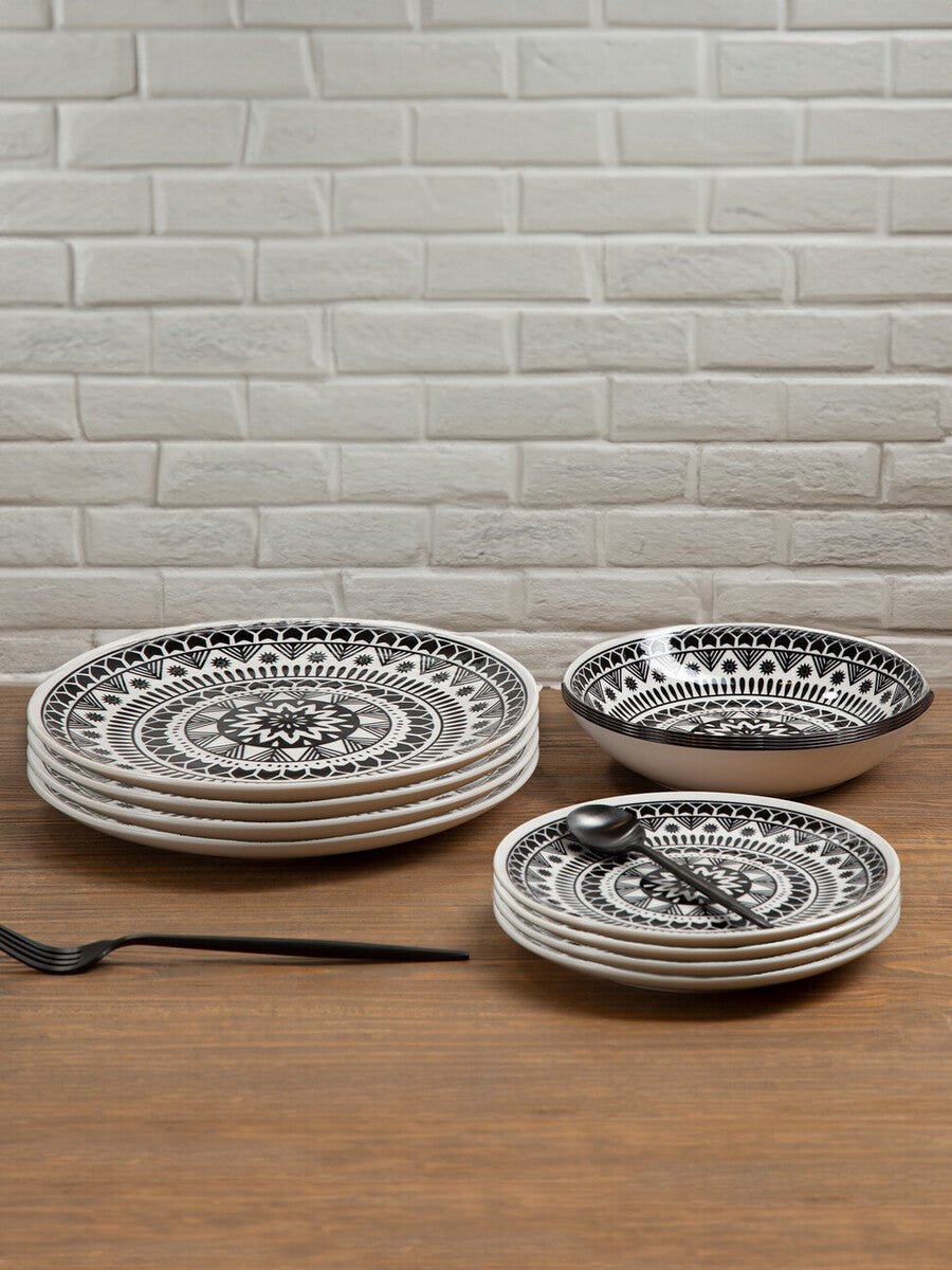 Maya 12 Piece Black And White Dinner Set - Joe’s Haven