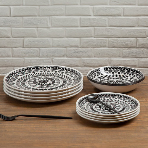 Maya 12 Piece Black And White Dinner Set - Joe’s Haven
