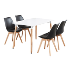 5PCs Dining Set - a White Halo Dining Table & Set of 4 Lorenzo Tulip Dining Chairs with Padded Seat - Joe’s Haven