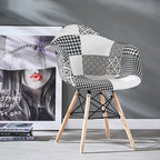 5PCs Dining Set - a White Halo Dining Table & Set of 4 Black/White Patchwork Accent Chairs - Joe’s Haven