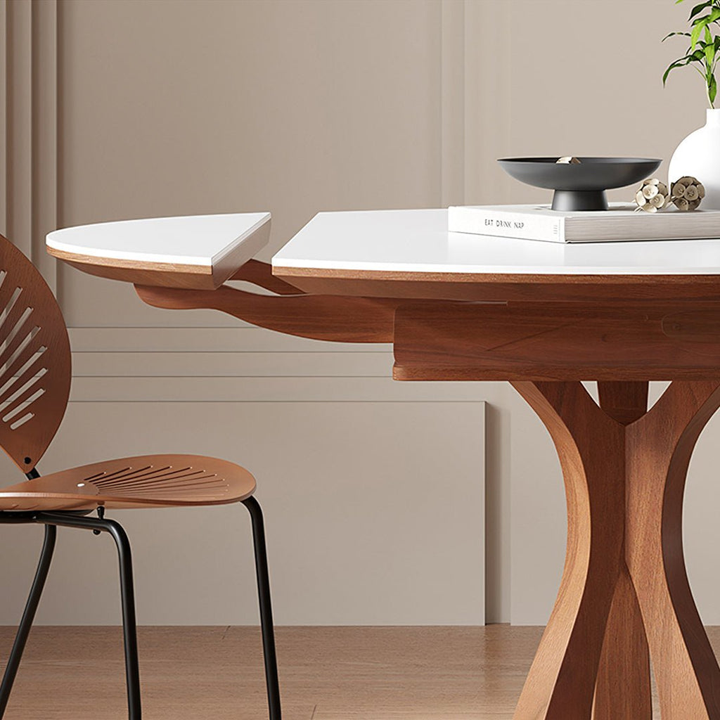 Caruso Round Extending Dining Table, Sintered Stone, White - Joe’s Haven
