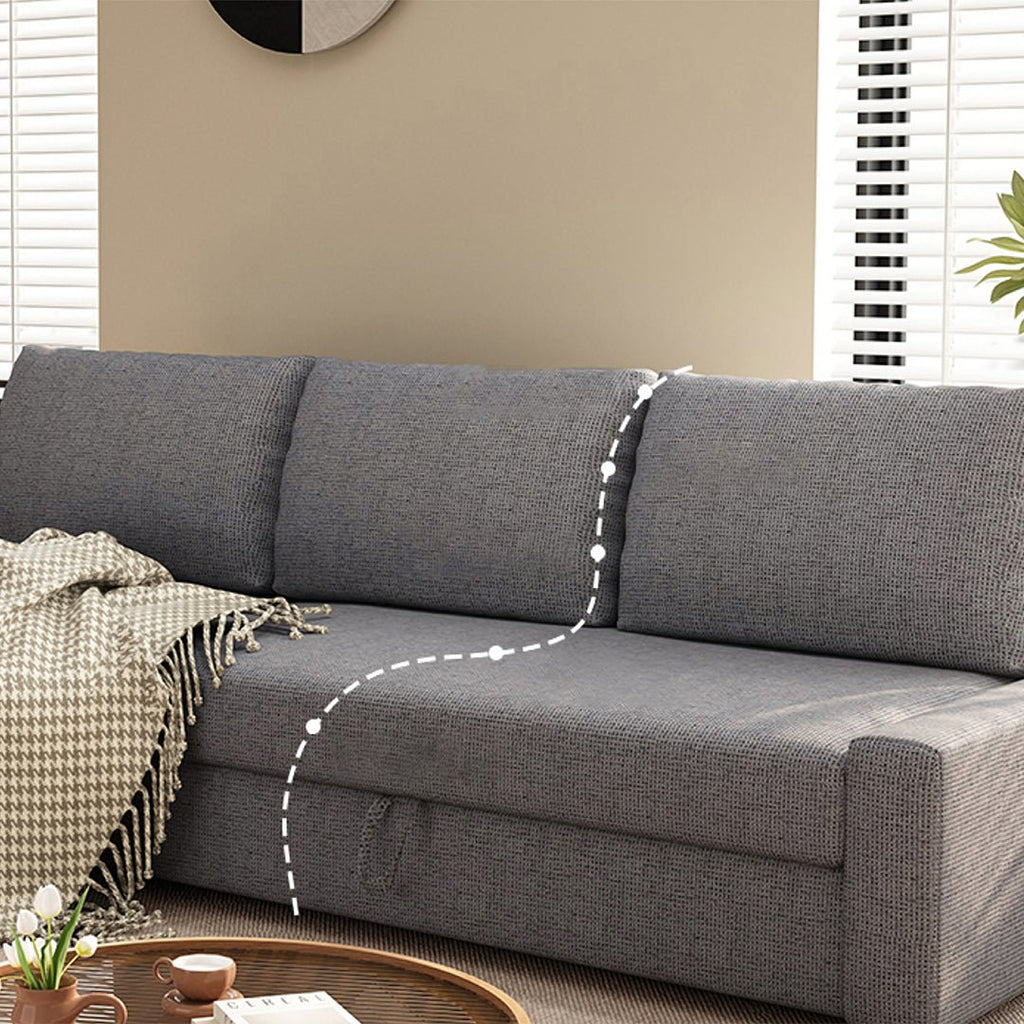 Edwards Three Seater Corner Sofa Bed With Storage, Linen - Joe’s Haven