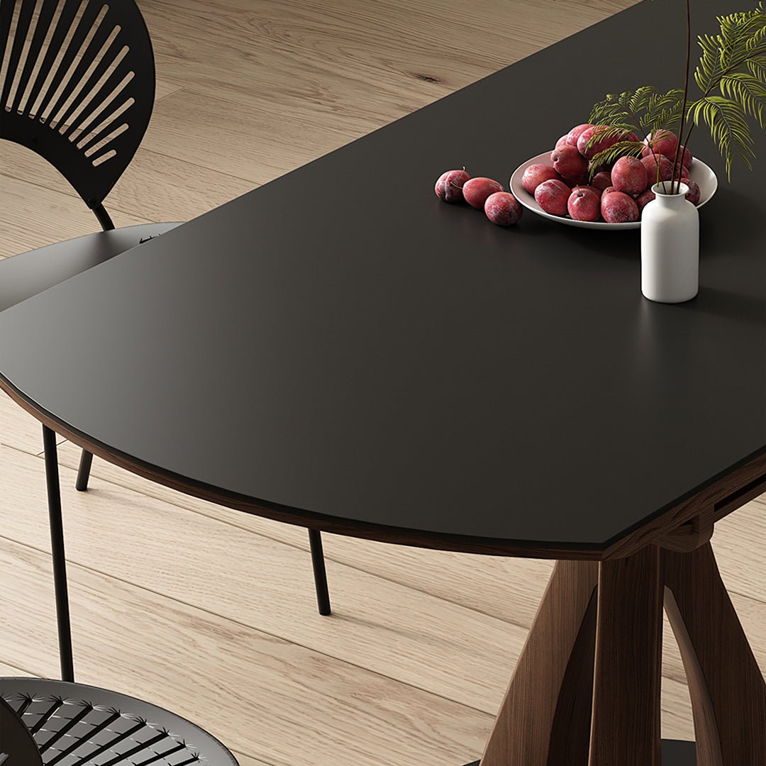 Caruso Round Folding Dining Table, Sintered Stone, Black - Joe’s Haven