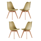 5PCs Dining Set - a White Halo Dining Table & Set of 4 Lorenzo Tulip Dining Chairs with Padded Seat - Joe’s Haven