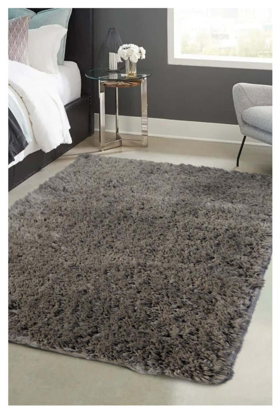 Soft Washable Grey Shaggy Rug | SA-04