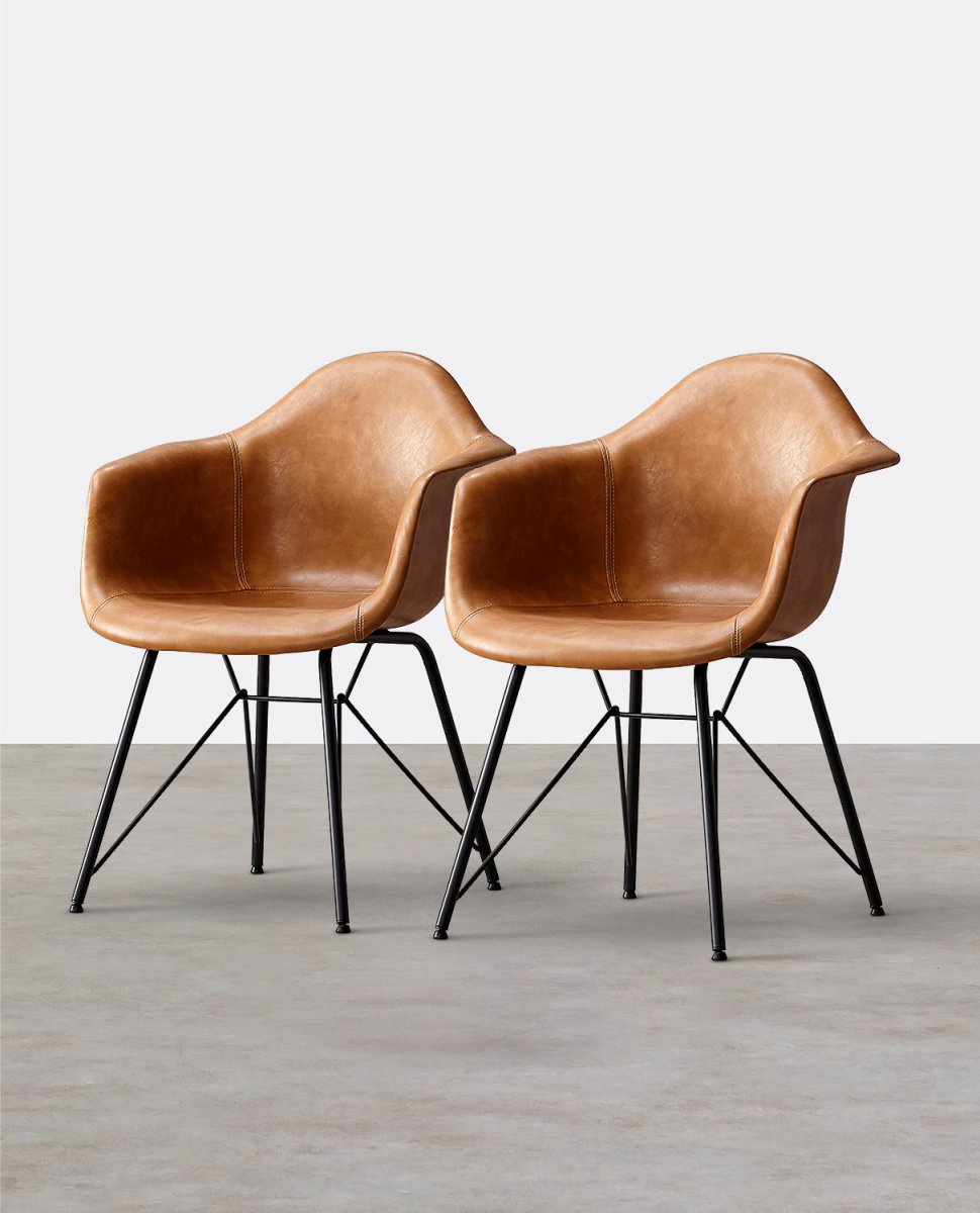 A Set of 2 Bobby Dining Chairs, Distressed Leather - Joe’s Haven
