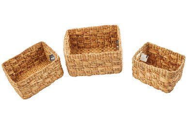 Lidi Set of 3 Natural Water Hyacinth Storage Baskets - Joe’s Haven