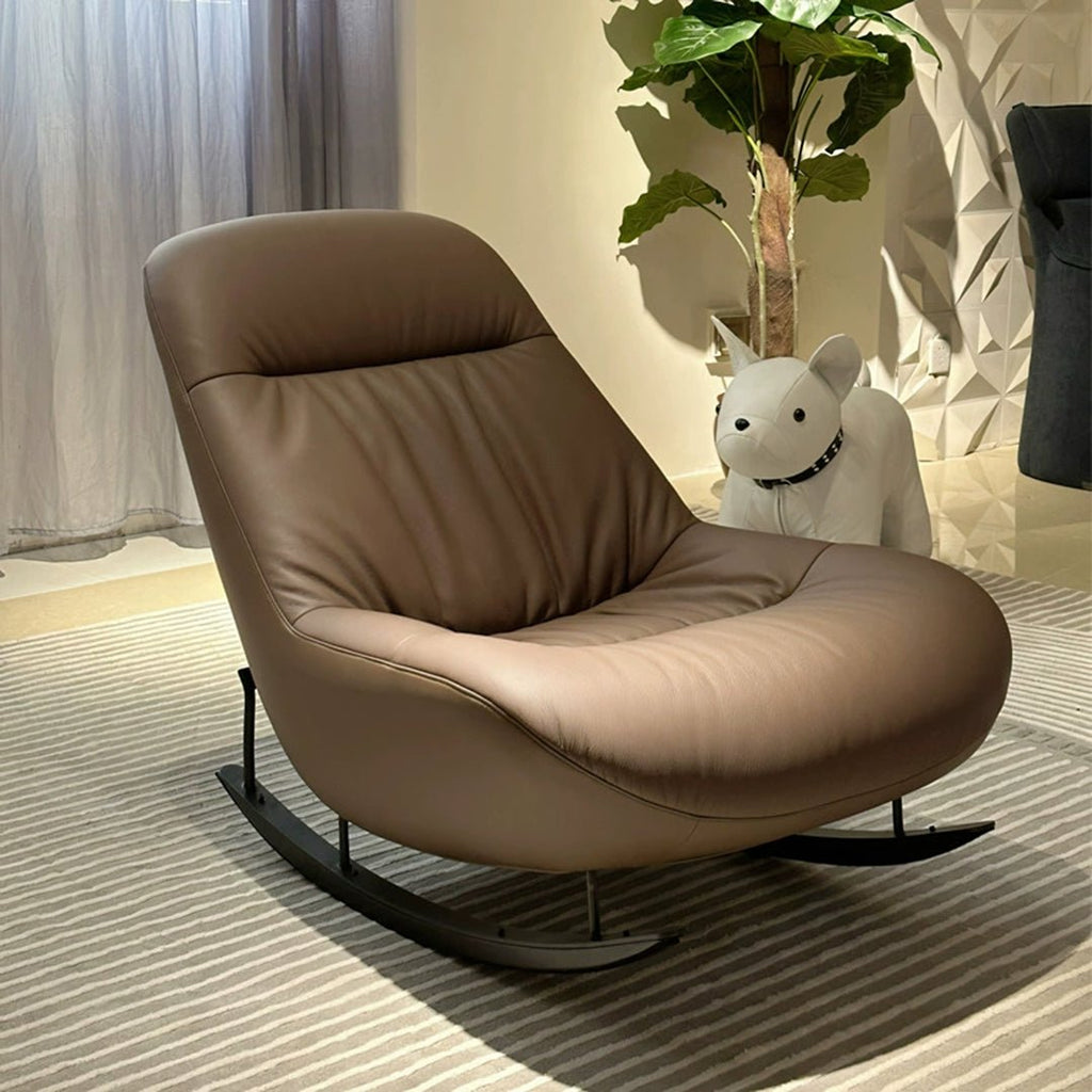 Lutz Rocking Chair With Footstool, Leather - Joe’s Haven