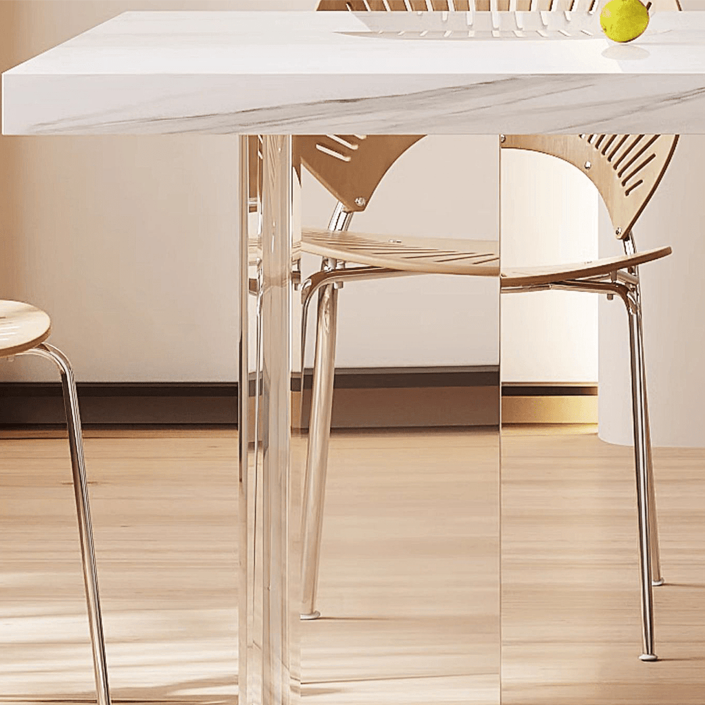 Madison Dining Table, White Sintered Stone & Acrylic - Joe’s Haven