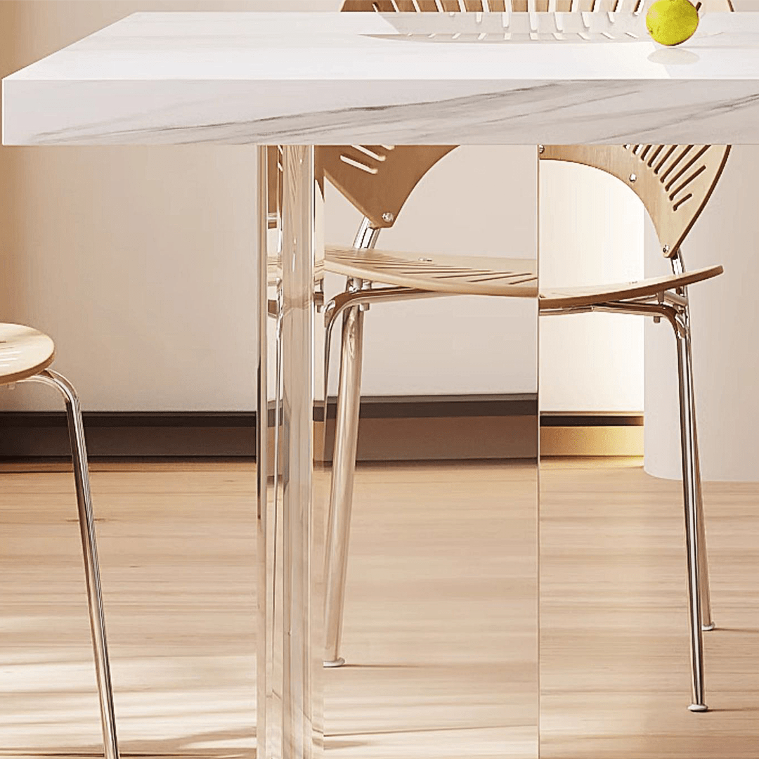 Madison Dining Table, White Sintered Stone & Acrylic - Joe’s Haven