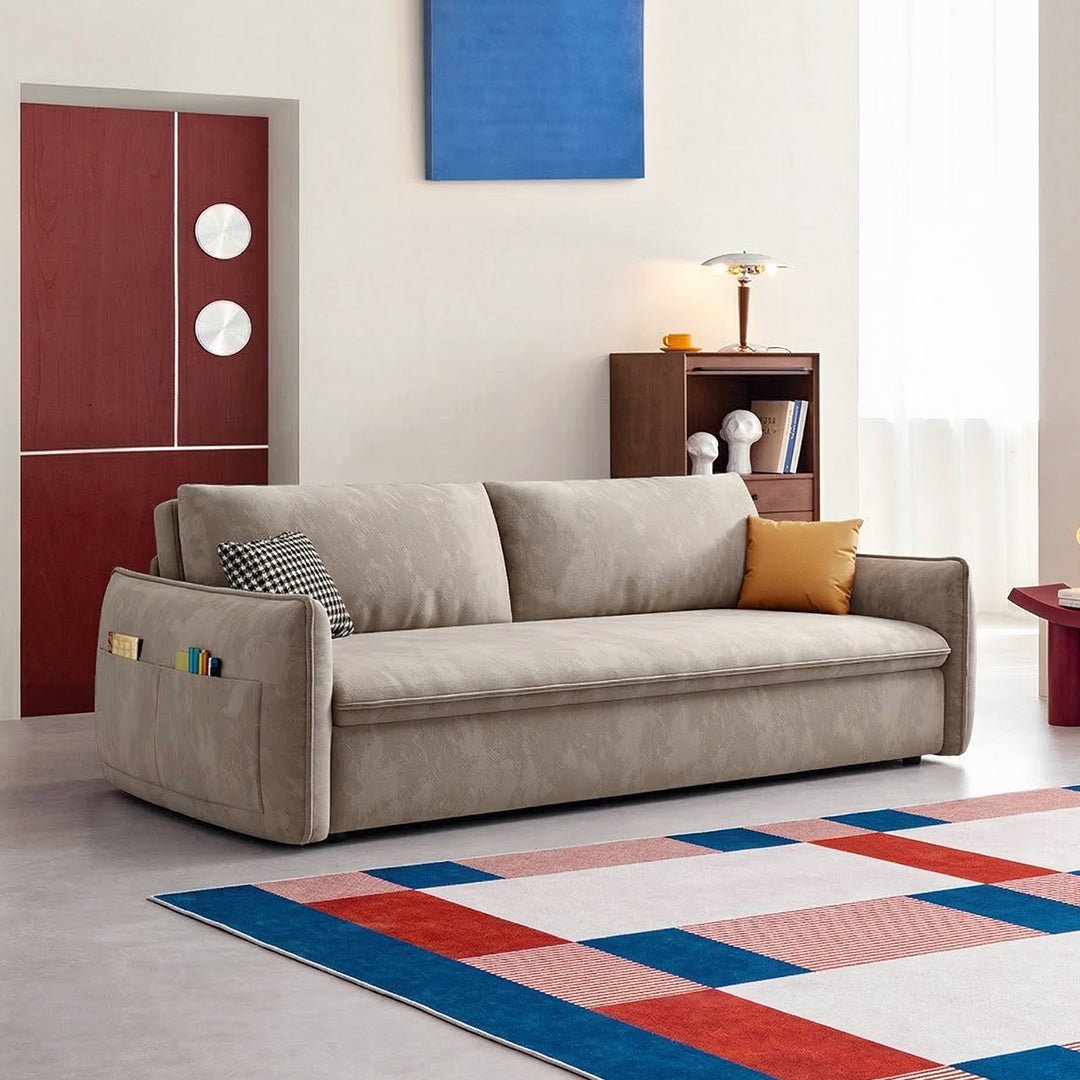 Fernandez Two Seater, Three Seater Sofa Bed With Storage, Suede - Joe’s Haven
