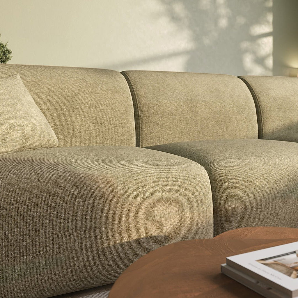Khatri Three Seater Corner Sofa, Chenille - Joe’s Haven