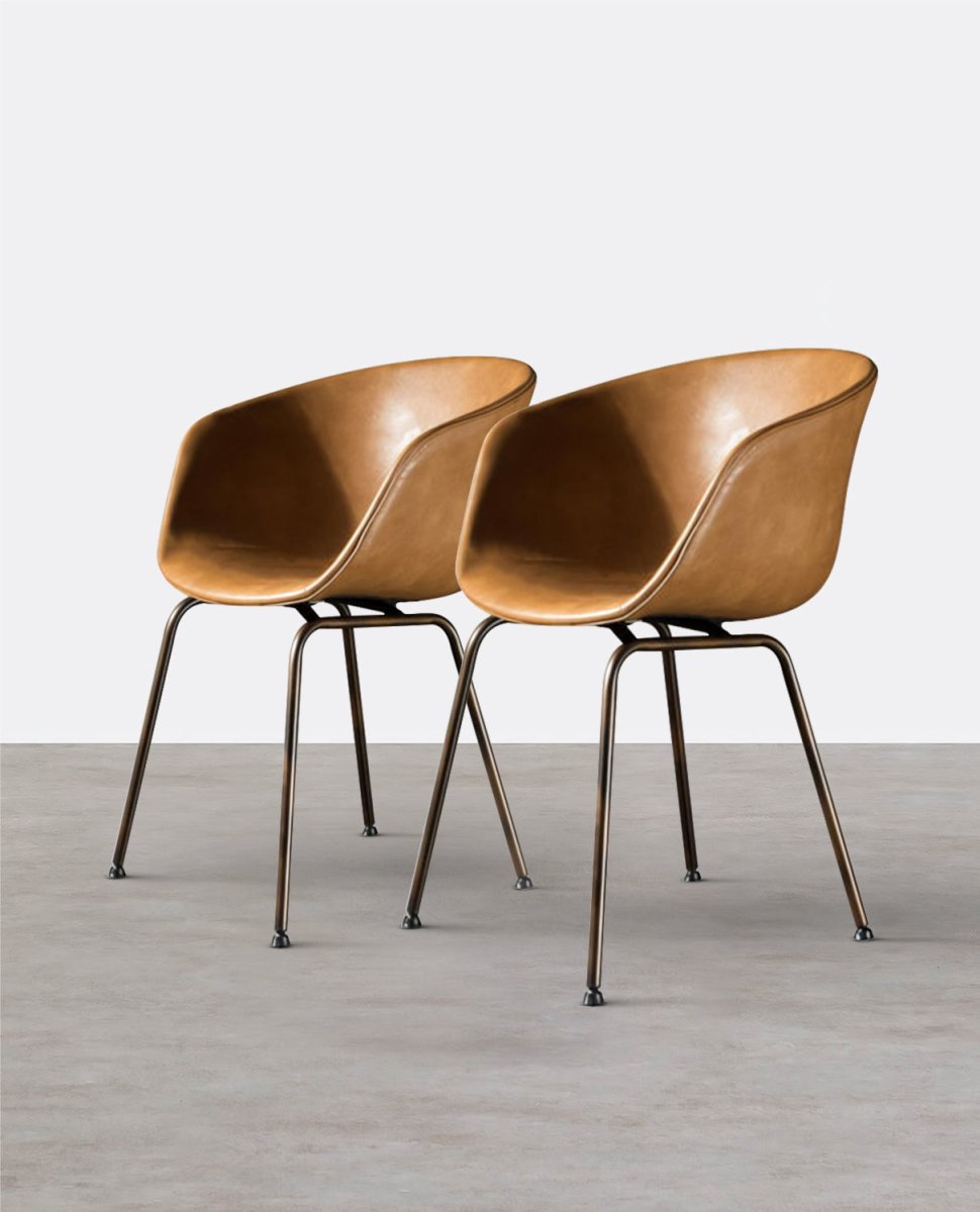 A Set of 2 Herron Dining Chairs, PU Leather - Joe’s Haven