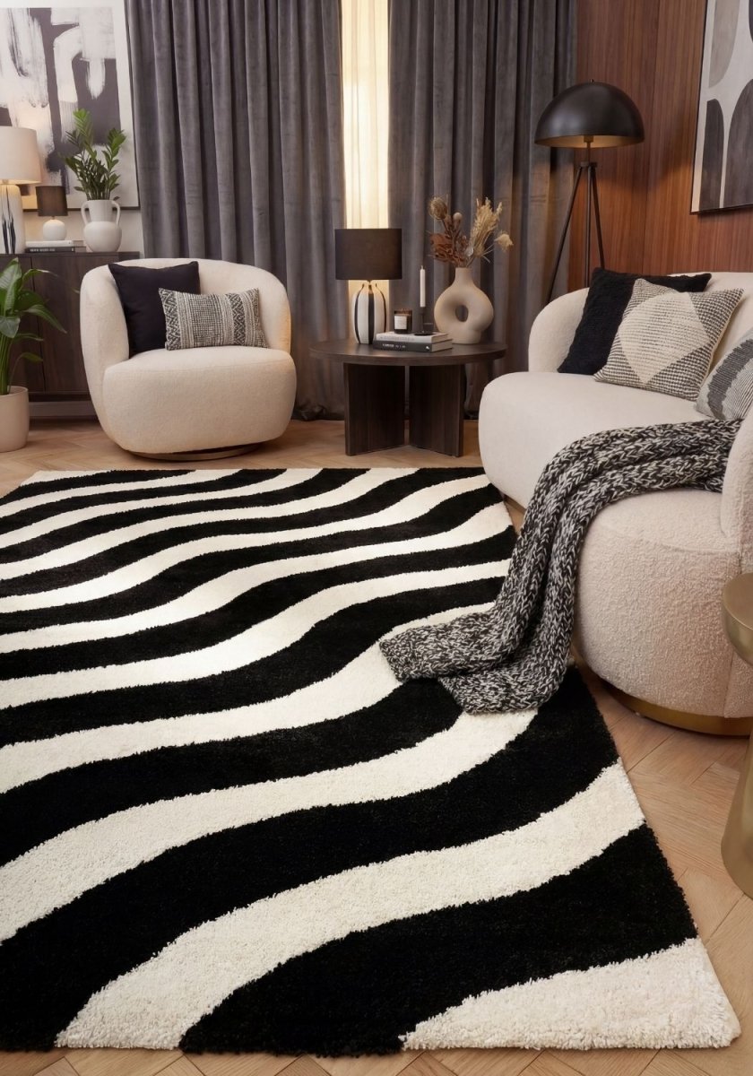 Joli Wave Black & White Rug - Joe’s Haven
