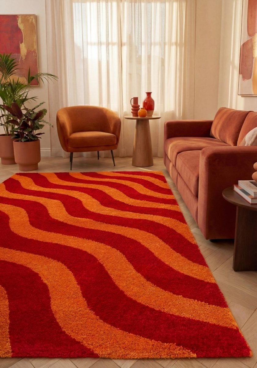 Joli Wave Red & Orange Rug - Joe’s Haven