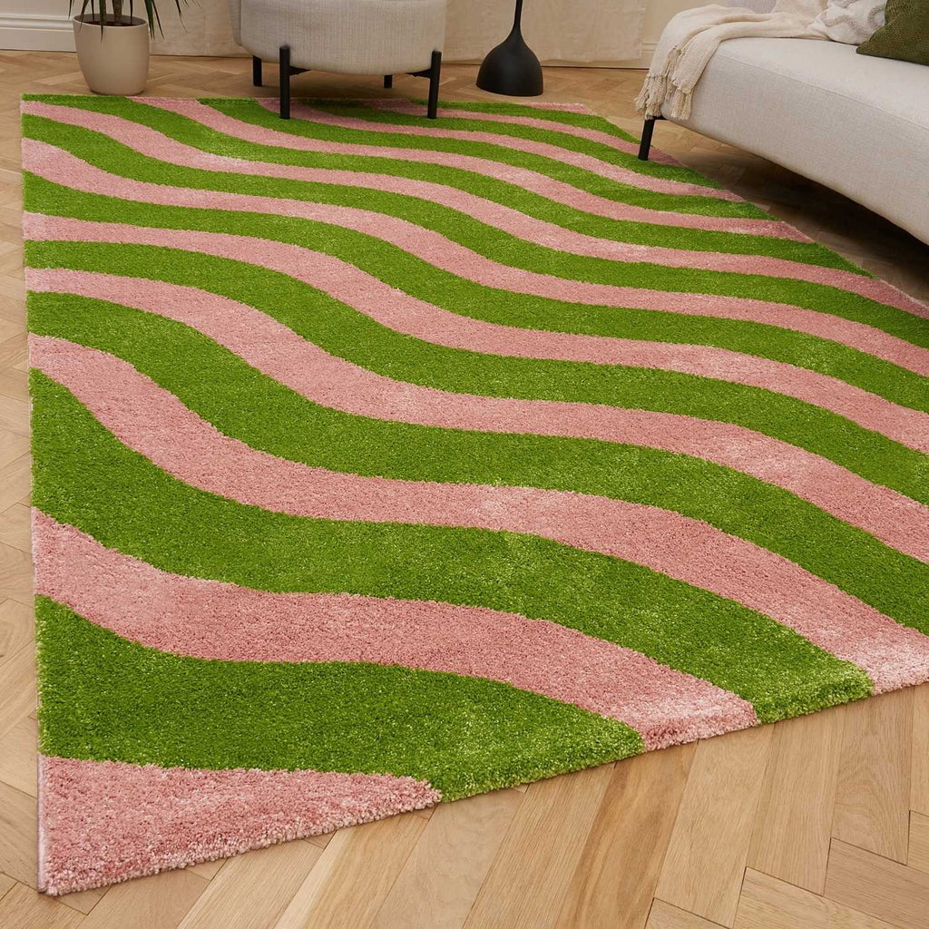 Joli Wave Green & Pink Rug - Joe’s Haven
