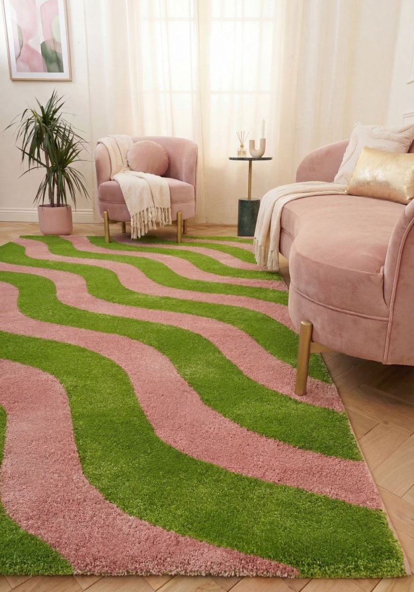 Joli Wave Green & Pink Rug - Joe’s Haven