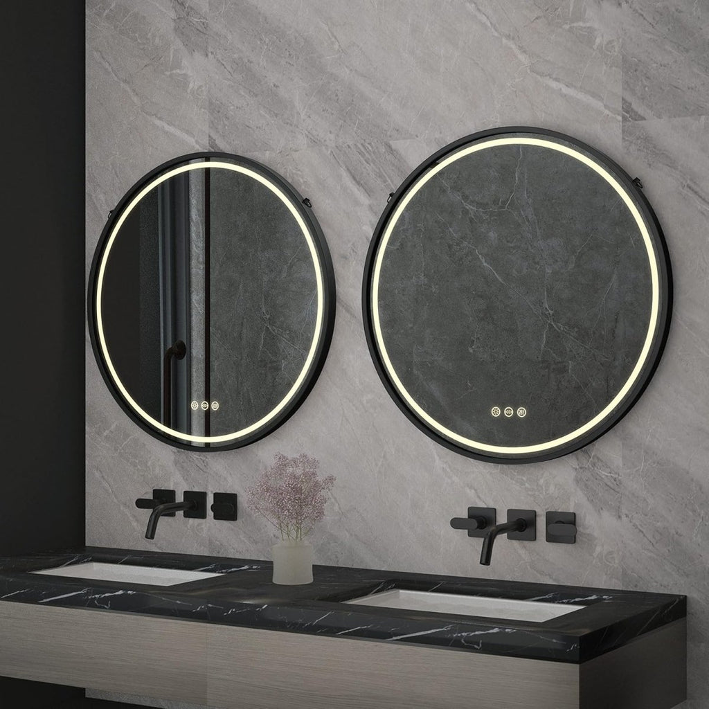 LUVODI 800x800mm Round LED Bathroom Mirror, Black Frame, Anti - Fog, Touch Sensor - Joe’s Haven