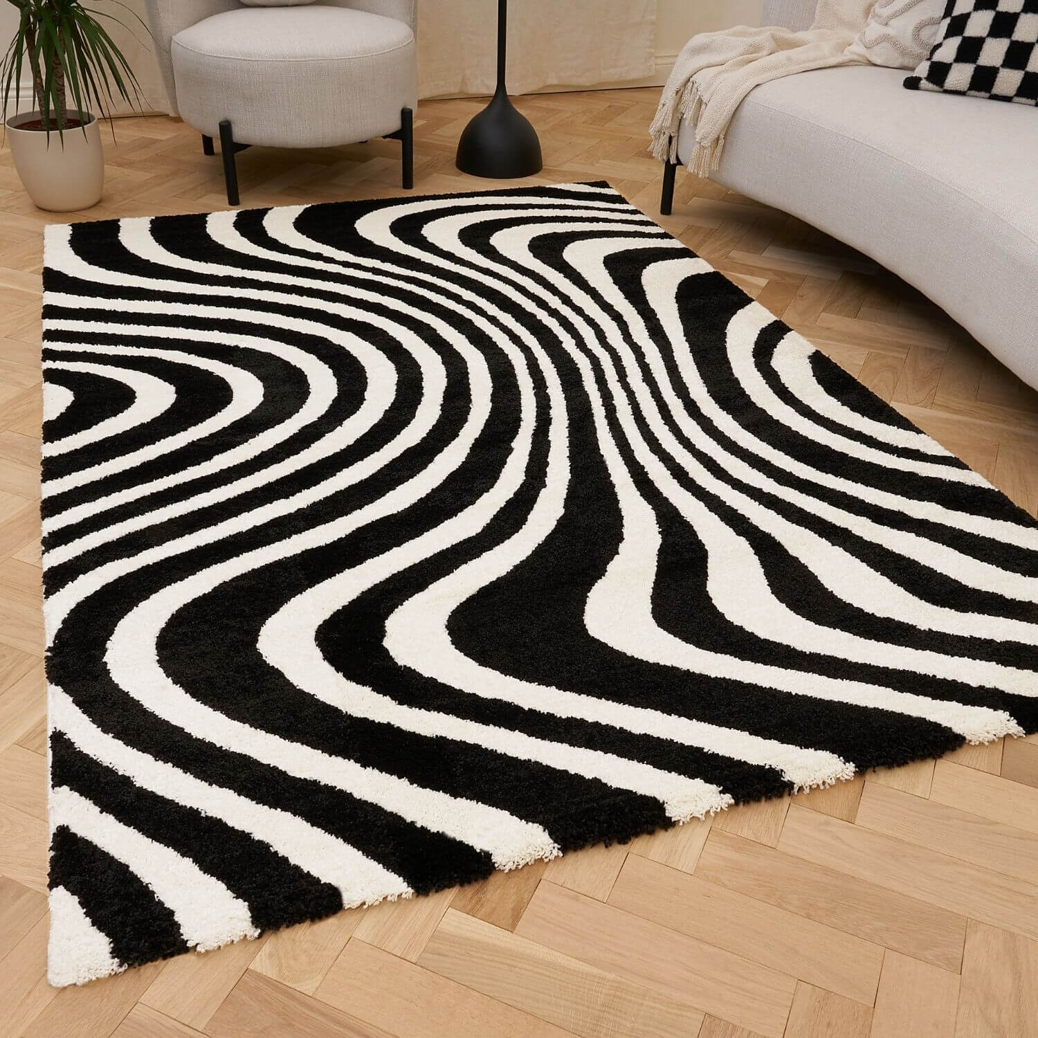 Joli Striped Black & White Rug - Joe’s Haven