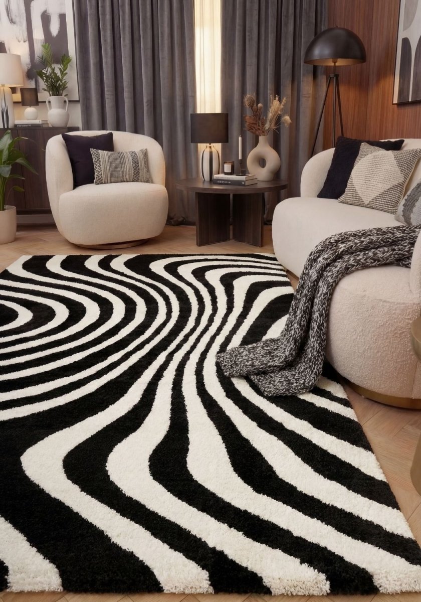 Joli Striped Black & White Rug - Joe’s Haven