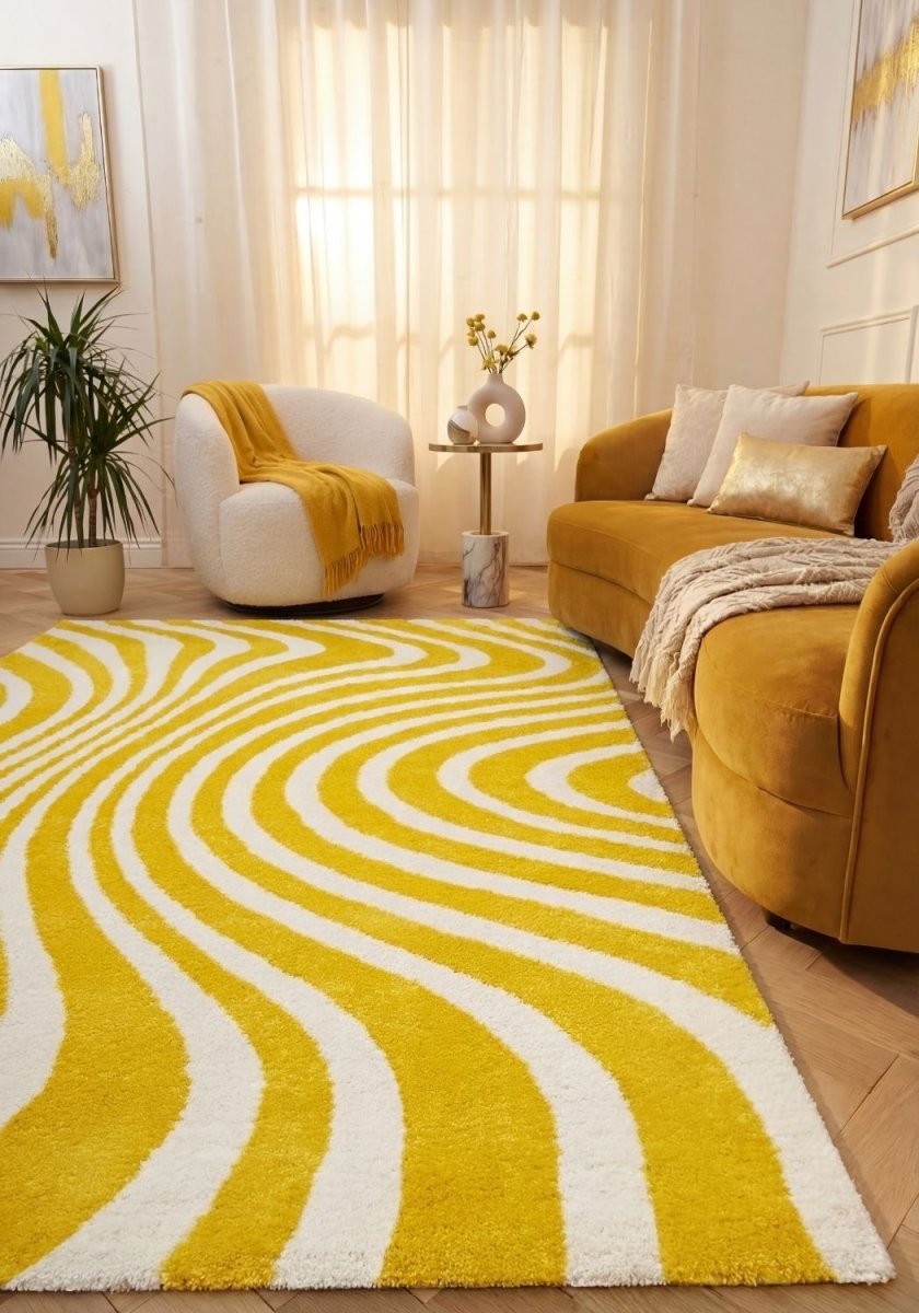 Joli Striped Yellow & White Rug - Joe’s Haven