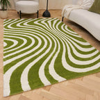 Joli Striped Green & White Rug - Joe’s Haven