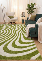 Joli Striped Green & White Rug - Joe’s Haven