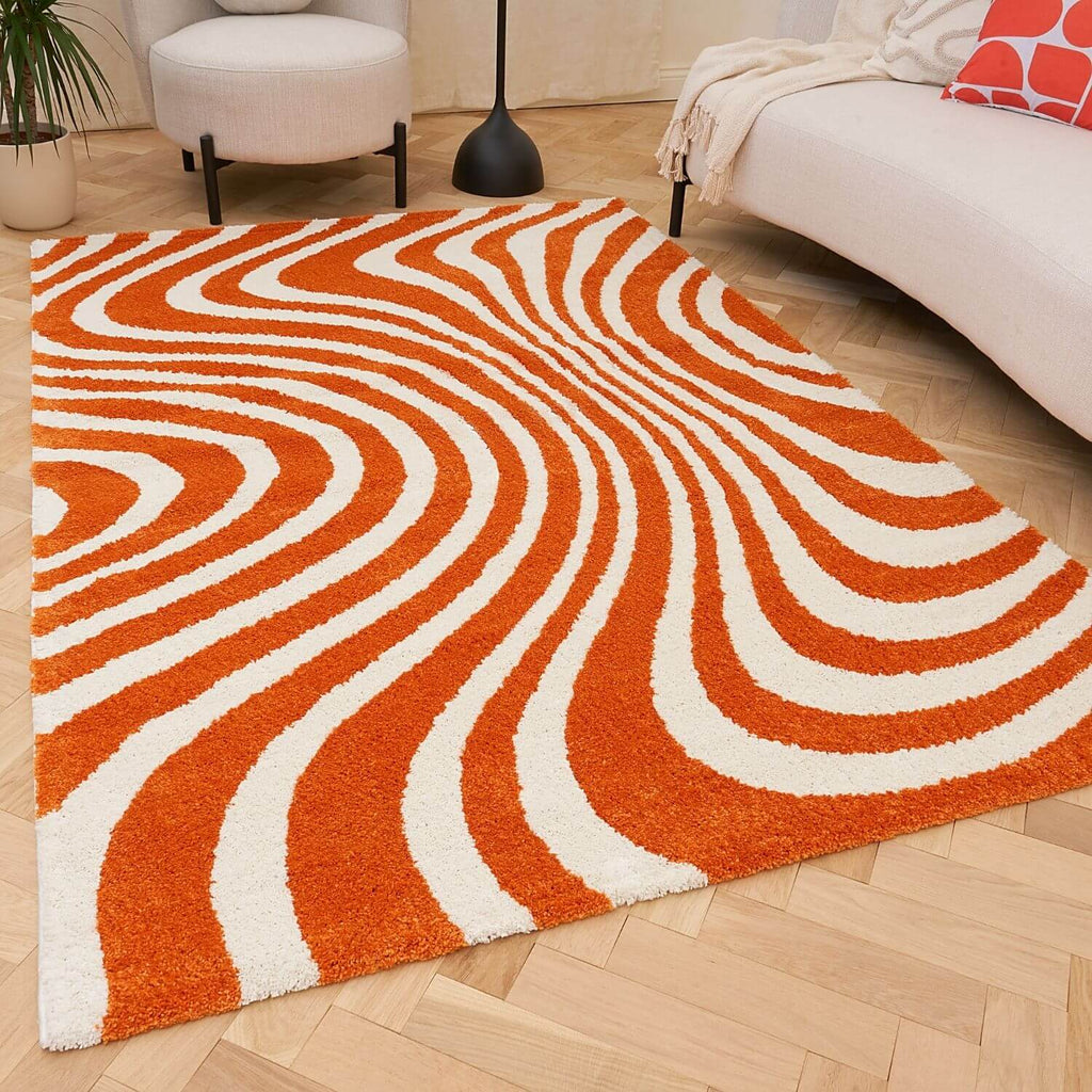 Joli Striped Orange & White Rug - Joe’s Haven