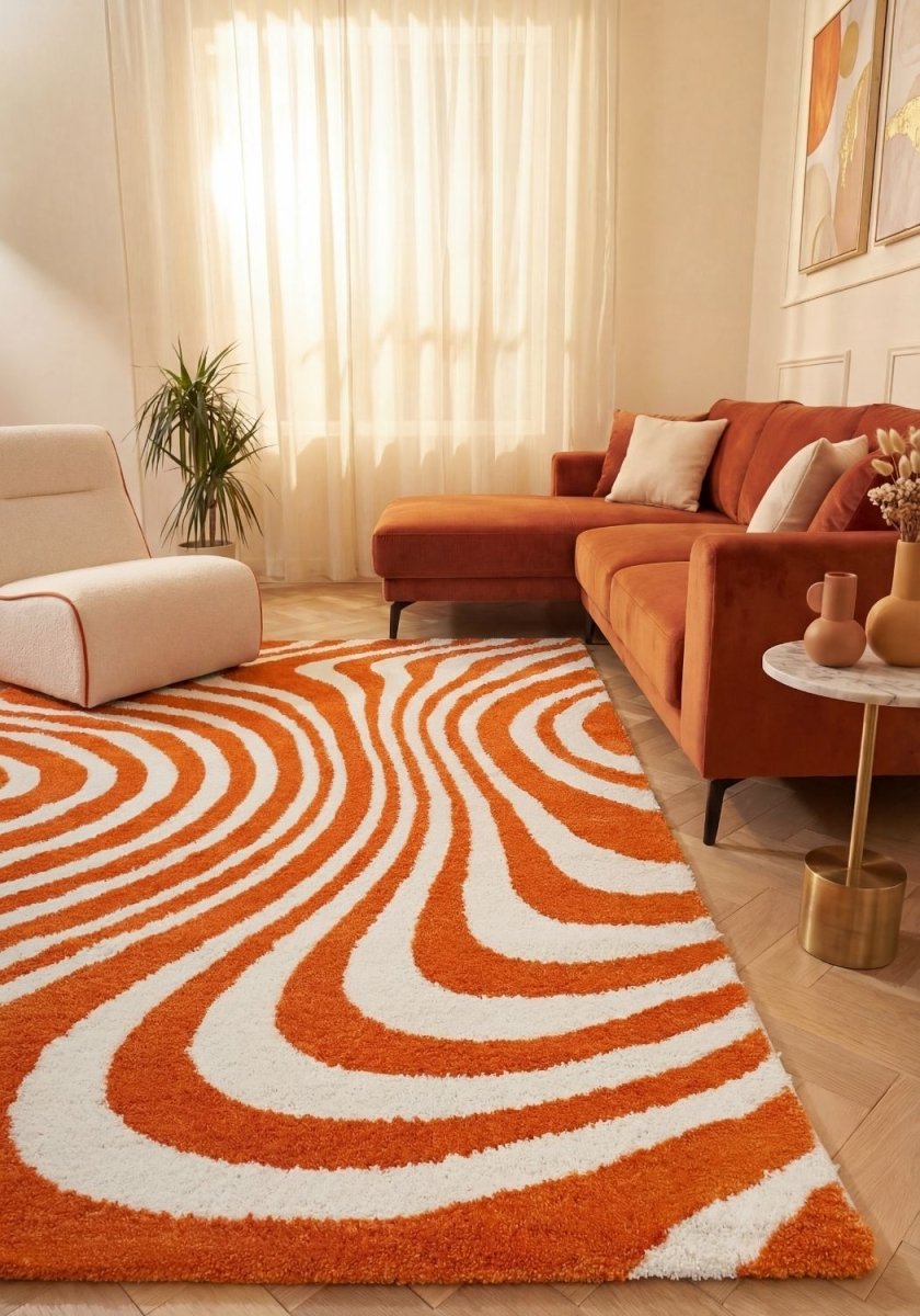 Joli Striped Orange & White Rug - Joe’s Haven