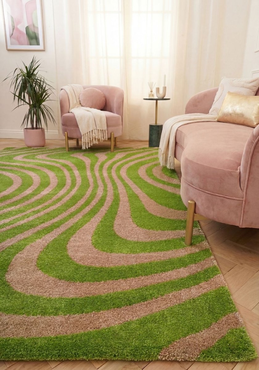 Joli Striped Green & Pink Rug - Joe’s Haven
