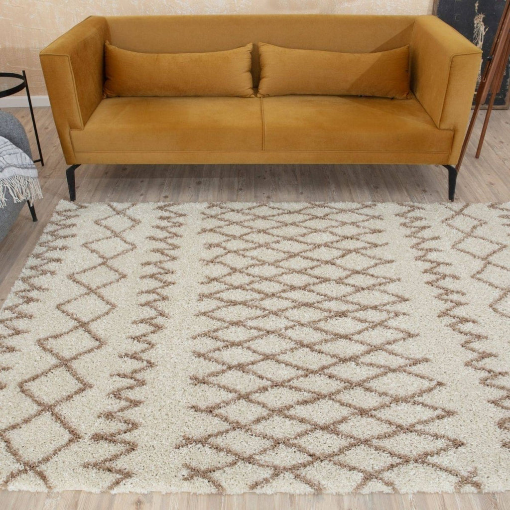 Moroccan Ivory Beige Shaggy Rug | 930 - Joe’s Haven