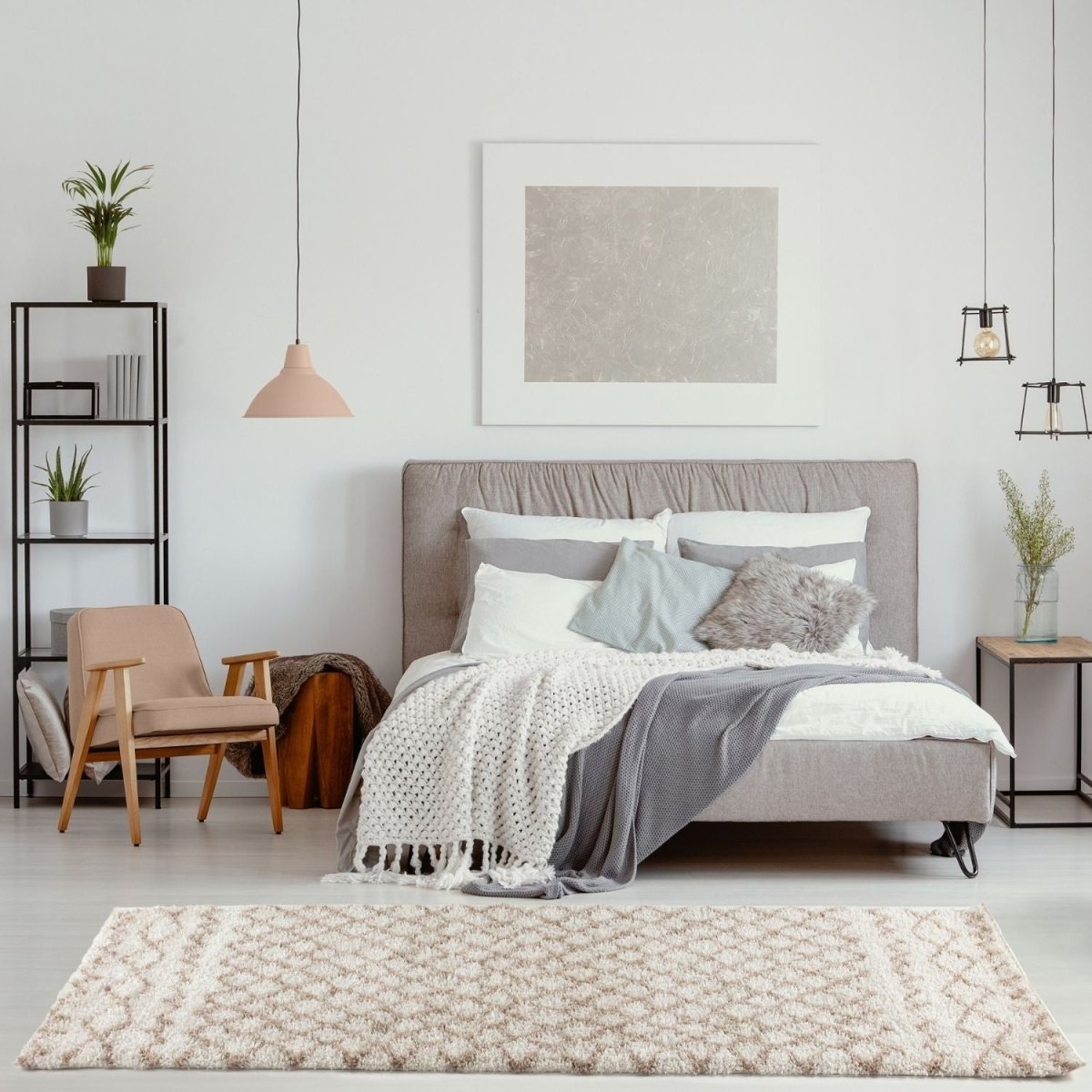 Moroccan Ivory Beige Shaggy Rug | 930 - Joe’s Haven