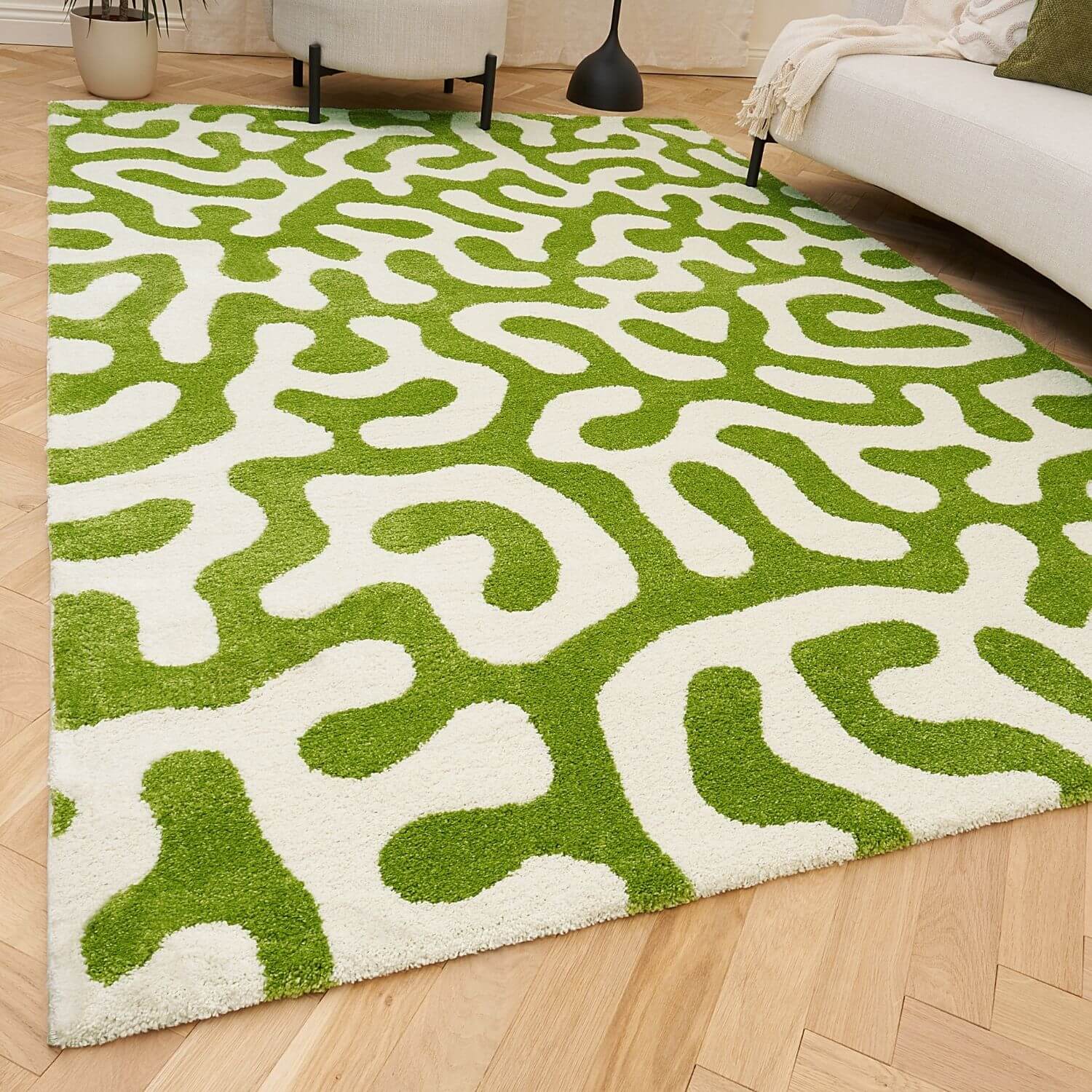 Joli Doodle Green & White Rug - Joe’s Haven