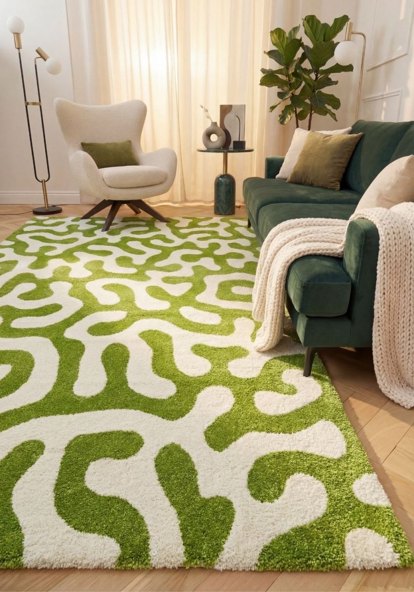 Joli Doodle Green & White Rug - Joe’s Haven