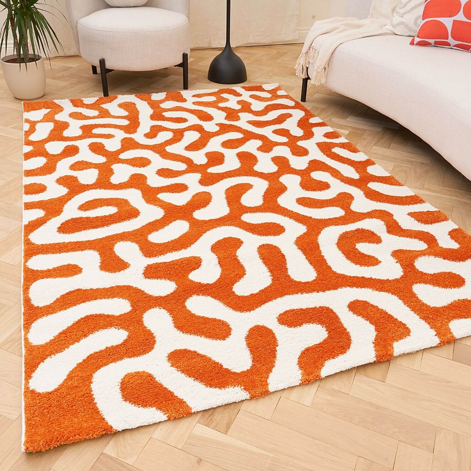 Joli Doodle Orange & White Rug - Joe’s Haven