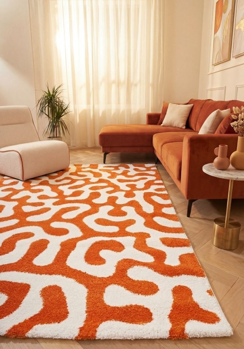 Joli Doodle Orange & White Rug - Joe’s Haven