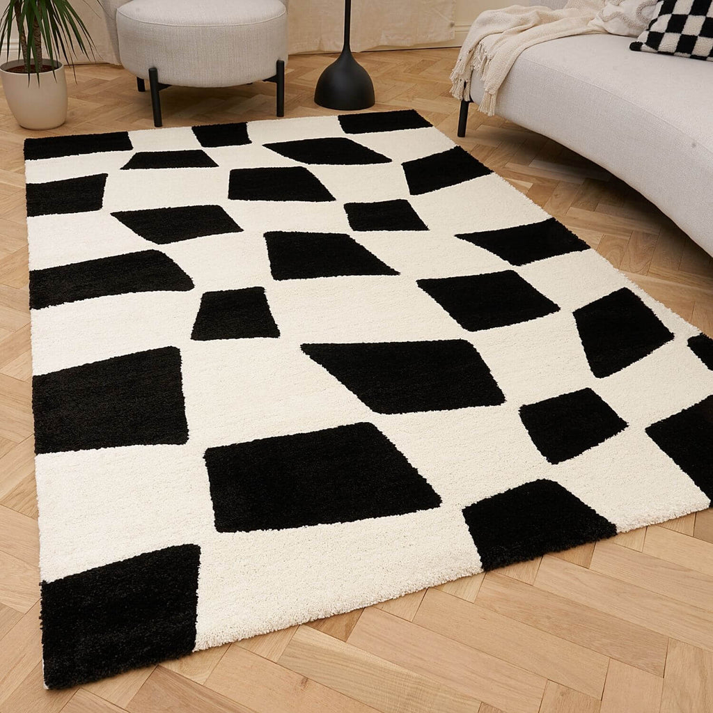 Joli Checkered Black & White Rug - Joe’s Haven