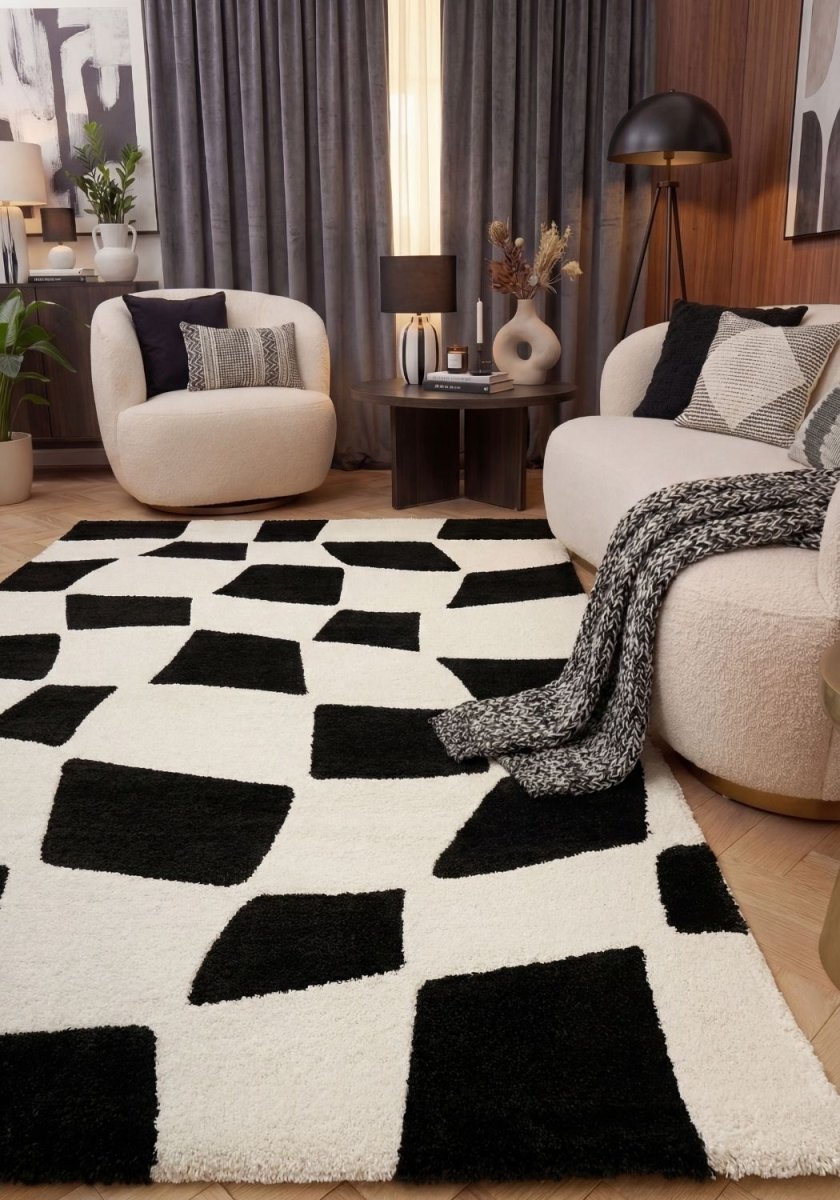 Joli Checkered Black & White Rug - Joe’s Haven
