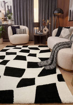 Joli Checkered Black & White Rug - Joe’s Haven