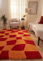 Joli Checkered Red & Orange Rug - Joe’s Haven